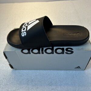 Adidas Adilette Comfort Slides Black White Logo Men 9 Women 10 New in Box